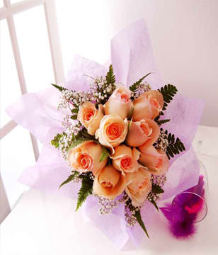 10 peach roses