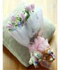 pink tulips with statices and 2 bears 