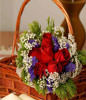 6 Stalks Red Roses, Statis And Baby's Breath