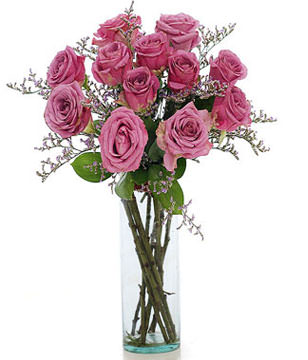 12 Pink Roses In A Vase 