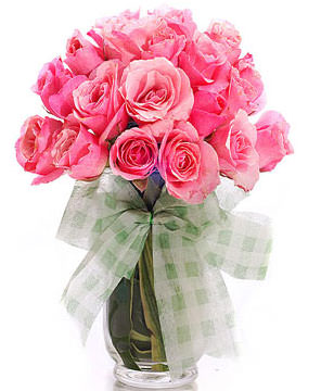 24 Pink Roses In A Vase 