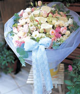 calla lillies, champagne roses,peach roses,pink roses ,total is 66