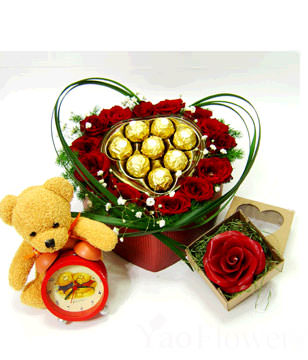 15 Roses,Cholocates,Bear,Gift box included