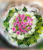 18 Purple roses,18 white roses