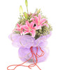 3 Pink Lilium with crystal grass