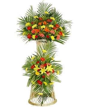 Lilies,Daisies,Green Leaves,Two-tier basket,The most popular openning basket in China
