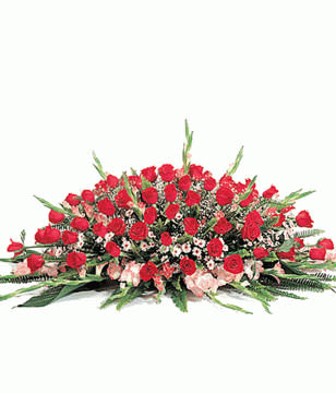 Table Basket-99 Red Roses,30 pink gladiolus,open-herding