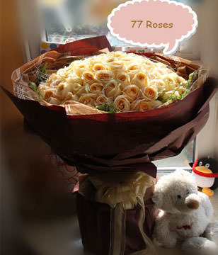 77 champagne roses