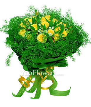 24 yellow roses