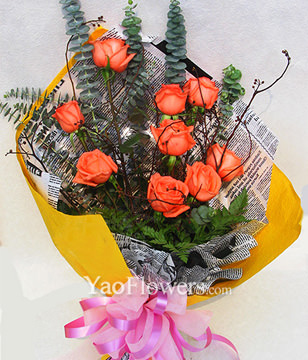 9 pink roses