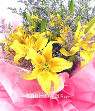 10 yellow lilies