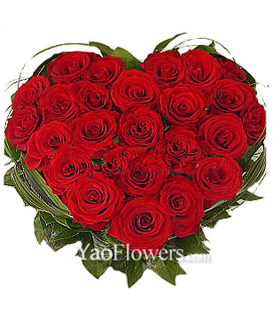 25 red roses,heart-shaped