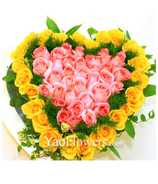 Red Rose, yellow roses,a total of 66 roses