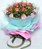 9 pink roses,9 pink carnations