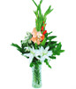 8 Pink gladiolus,White lily,fern maidenhair