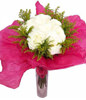11 White Roses with Velvet grass 