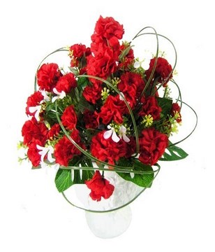 Red carnations arrangement in vase