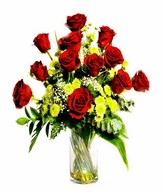 12 Red Roses with vase