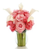 Pink Roses with Calla Lilies in a Vase