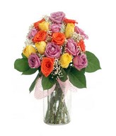 24 Mixed Roses in a Vase