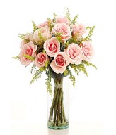 12 Soft Pink Roses in a Vase