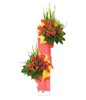 2-tier arrangement with combination of red gerberas and anthurium