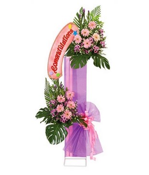 2-tier tall congratulatory stand of mix flowers