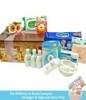 Diapers, Travel Set, Feeding Set, Handkerchief, Baby Wipes & other gifts With 2 Gerbera in a Box