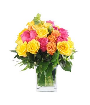 24 mixed Roses in a vase