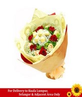 6pcs Ferrero Rocher With 6 Champagne & 6 Red Roses