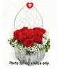 12 Red Roses With Heart Shape Basket
