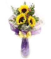 3 Sunflowers Hand Bouquet