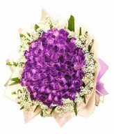 99 purple roses hand bouquet