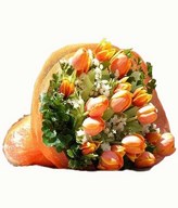 20 stalks orange tulips with Filler and baby's breath