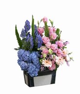 A Basket Of Hydrangea, Pink Roses, Gerberas and fillers