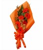 Six red gerberas with a bear