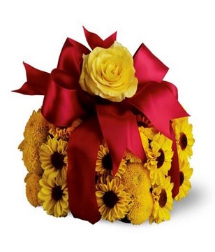 European gift box decorated with sunflowers