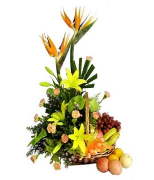 Gift Basket of Fruits and flowers