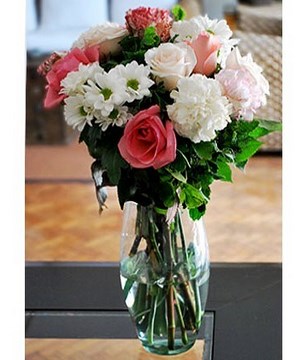 Bouquet of mixed roses, carnations and more